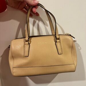 Coach Tan Leather Handbag Coach Saffiano Mini Satchel Handbag Purse